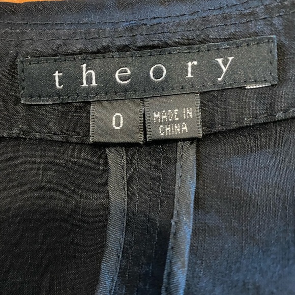 THEORY Black Linen Military Style Blazer - Picture 7 of 7